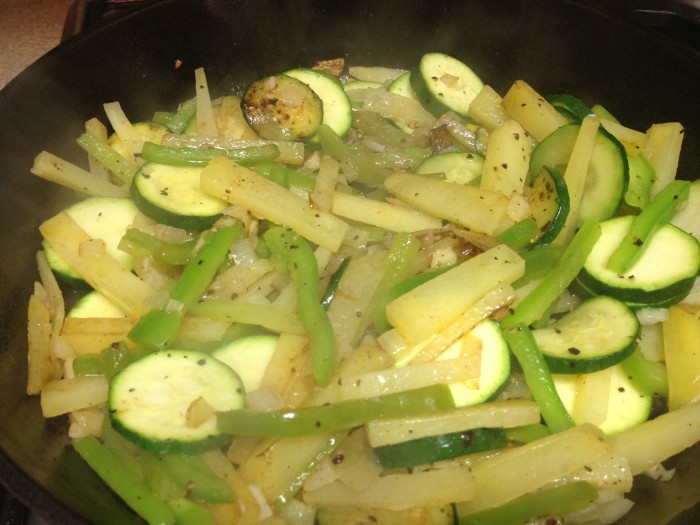 cast iron pan veggies