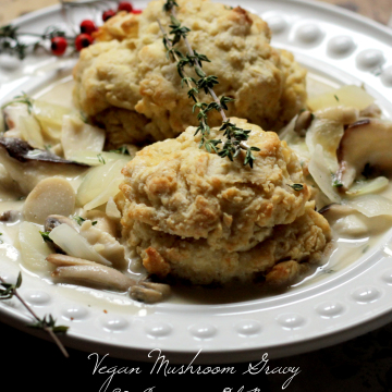 Vegan Thanksgiving Recipes: Herb Mushroom Gravy and Biscuits | Peaceful Dumpling