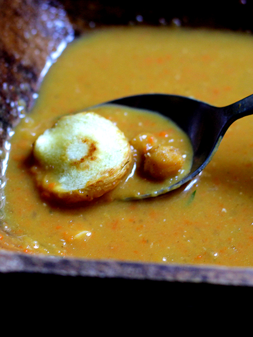 Vegan Soup Recipes: Sweet Potato Soup with Chickpea Croutons