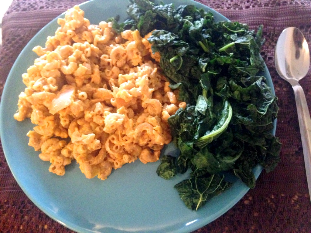 Vegan Butternut Mac N' Cheese + Sauteed Kale