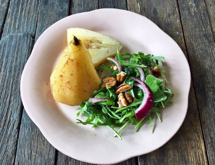 Vegan Salad Recipes: Poached Pear & Pecan Salad