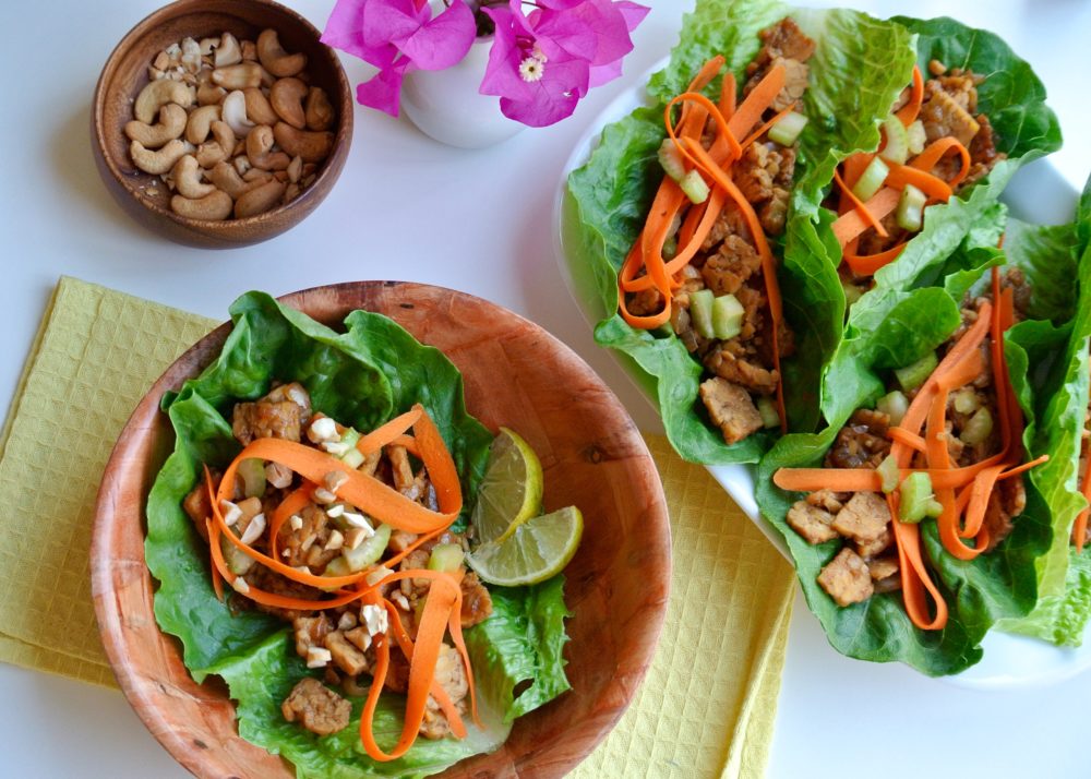 Teriyaki Tempeh Boats With Crunchy Carrot & Celery Salad