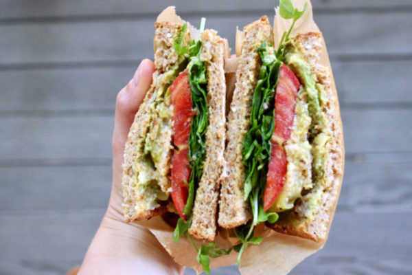 Vegan Fried Tomatillo & Veggie Sandwich