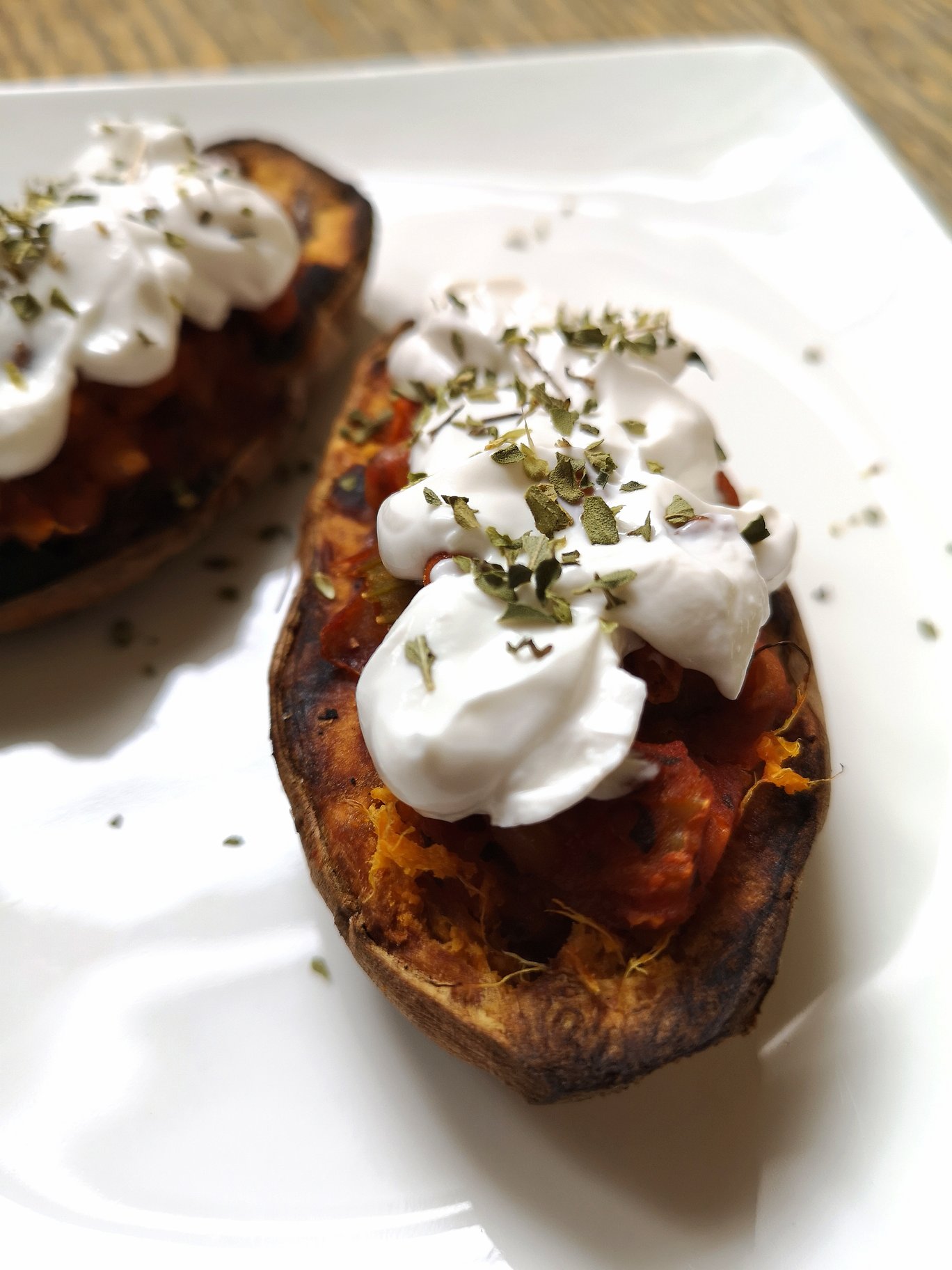 Stuffed Sweet Potato With White Bean Ragu