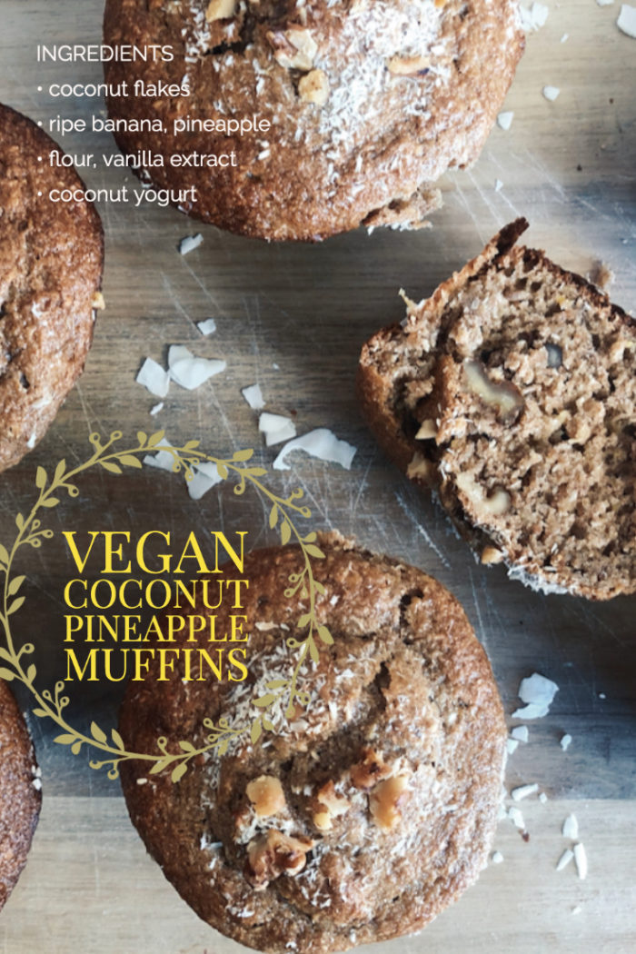 Vegan Tropical Pineapple Coconut Muffins