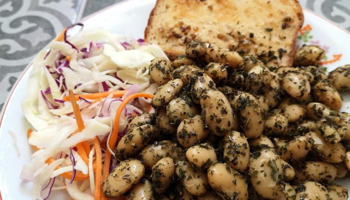 Provencal white beans on a plate