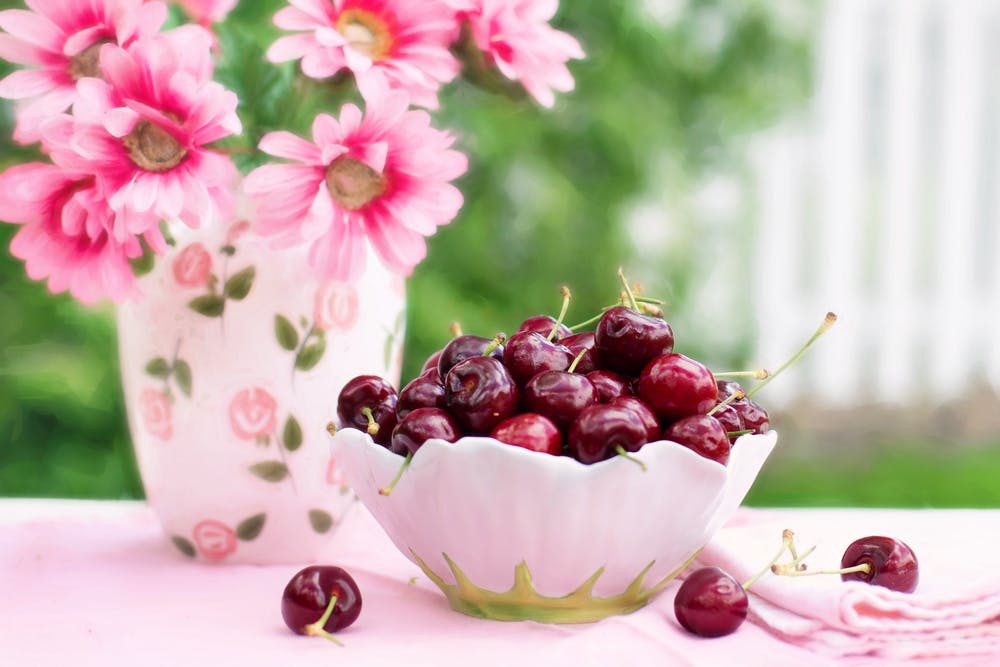 cherries in a bowl