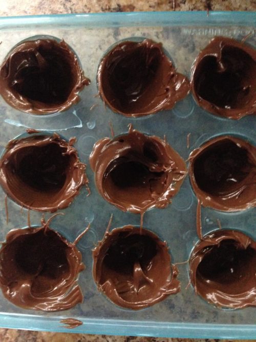 vegan rolos in a candy mold