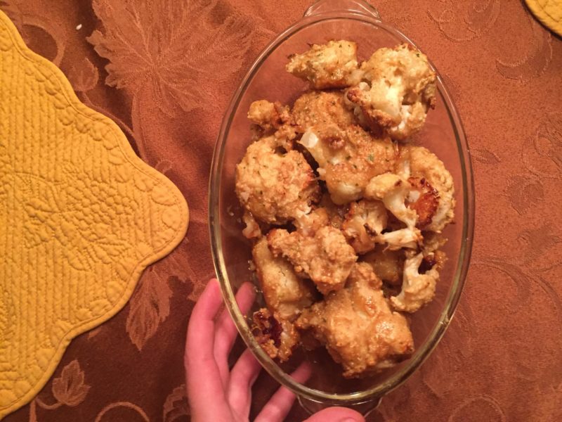 cauliflower in serving dish