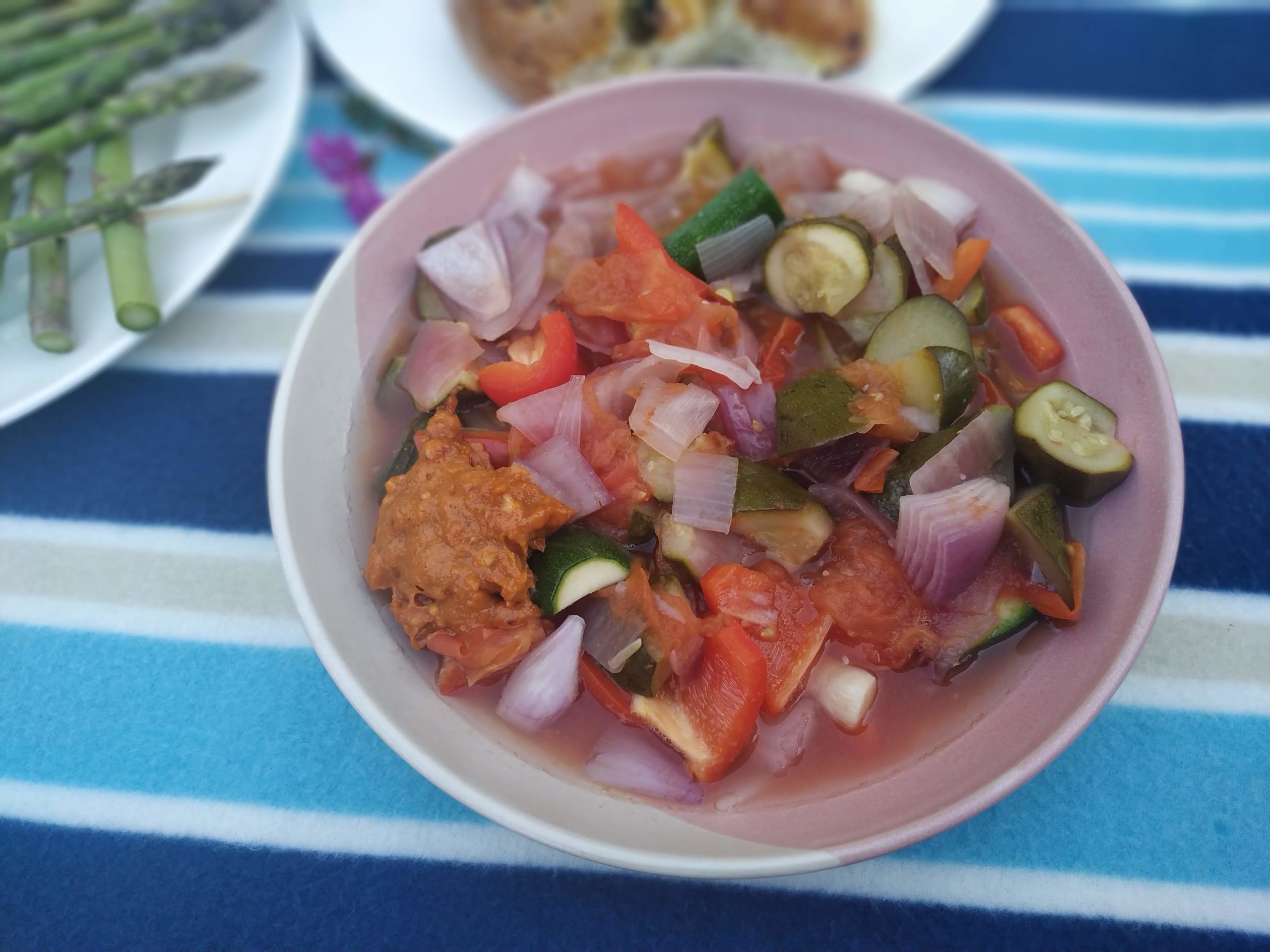 satay vegetables in a bowl