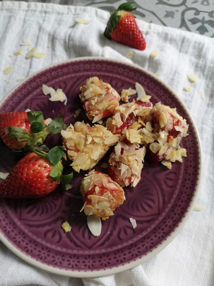 strawberry fritters on a plate