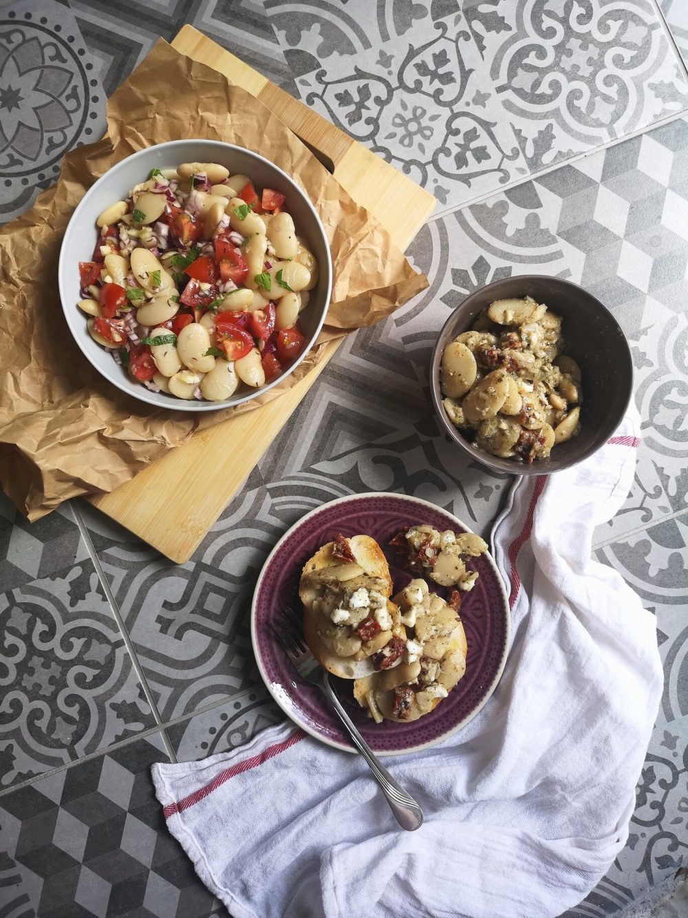 gigantes antipasto in bowls