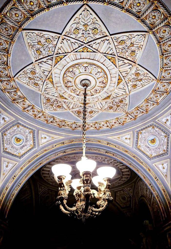 Art nouveau style chandelier at Our Lady of Victory National Shrine & Basilica in Lackawanna, New York