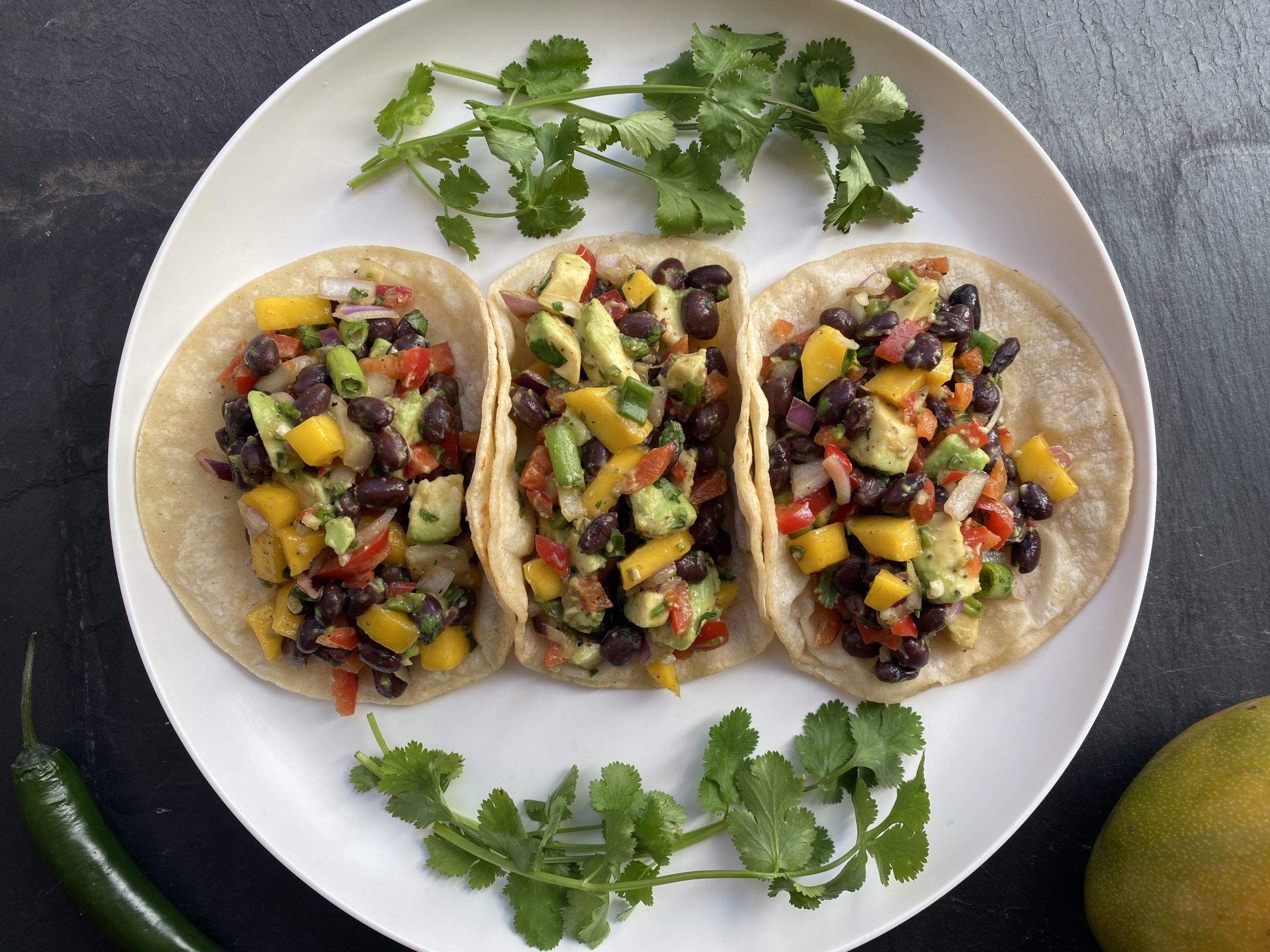 Cuban-Inspired Vegan Black Bean Mango Tacos